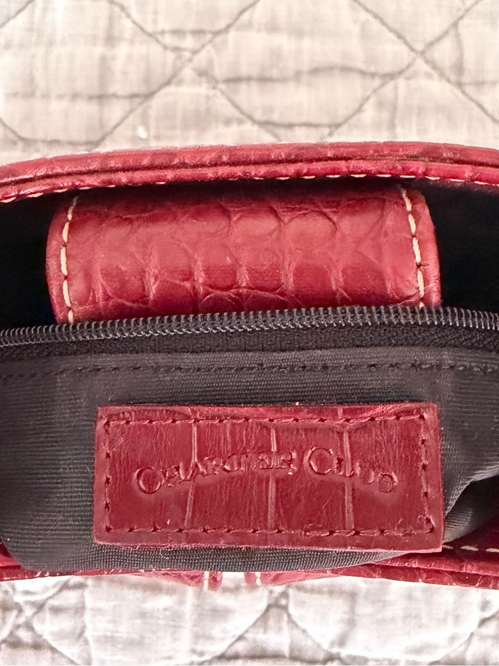 Red Croc-Embossed Mini Shoulder Bag - Picture 6 of 6
